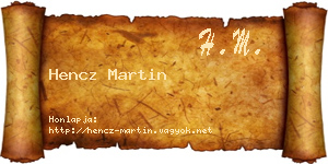 Hencz Martin névjegykártya